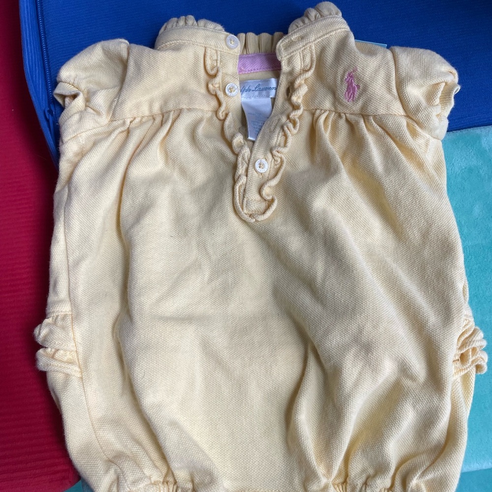 Ralph Lauren Yellow Baby Outfit with Pink Accents
